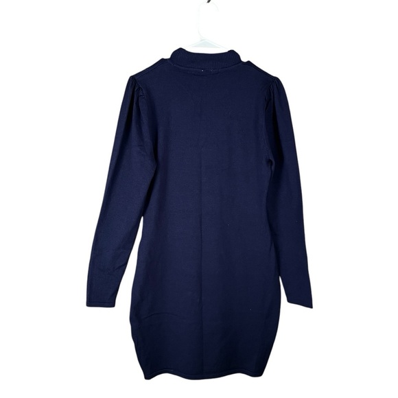 Navy Blue Long Sleeve Bodycon Sweater Dress XL NWT | Stretch Knit Mock Neck - Picture 7 of 14